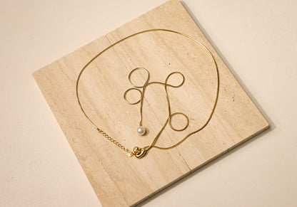 edoa Pearl Heart Slider Necklace