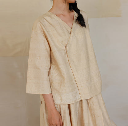 edoa Tussah Dupioni Silk Hanfu Blouse