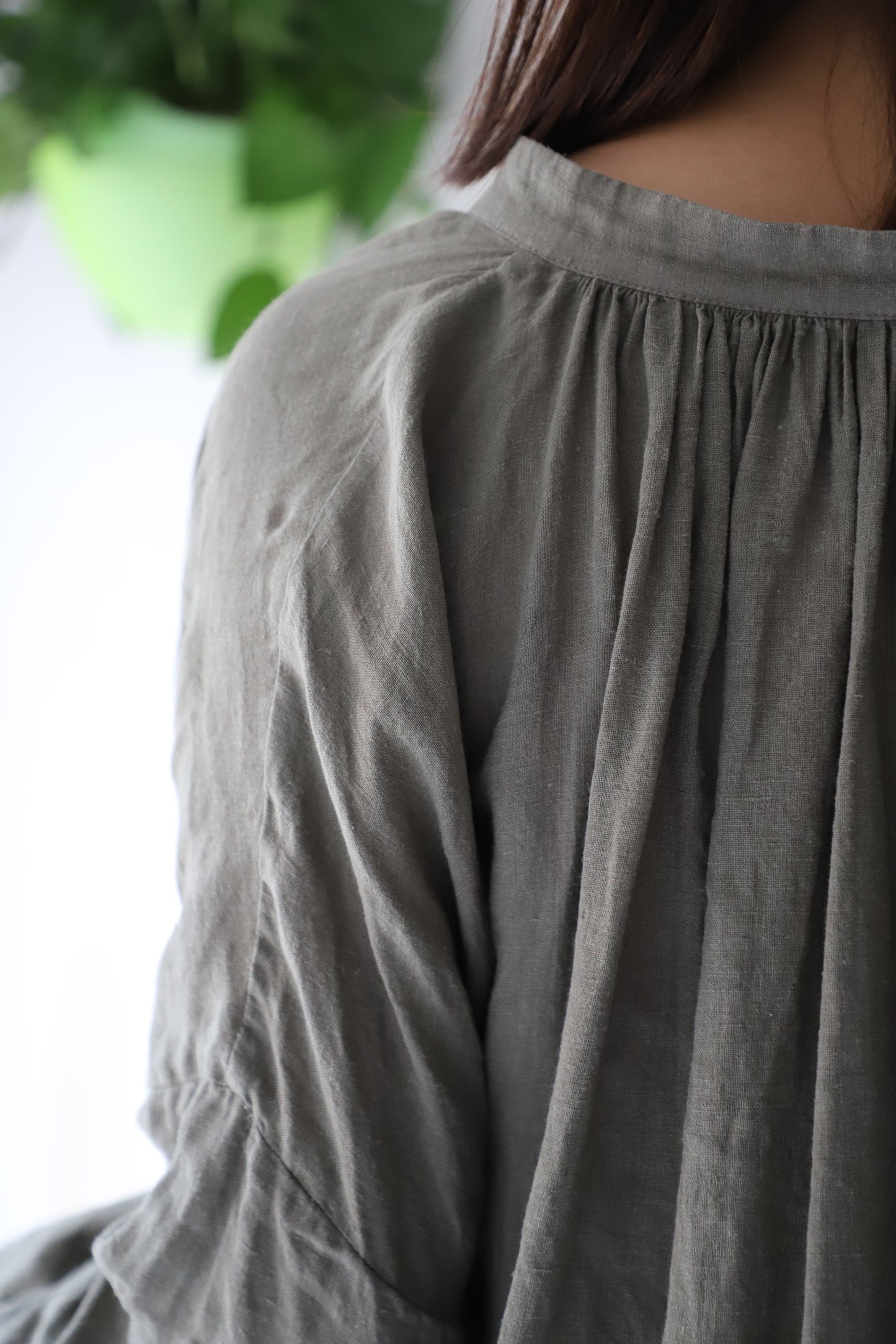 edoa Oversized Linen No-bra Shirtdress