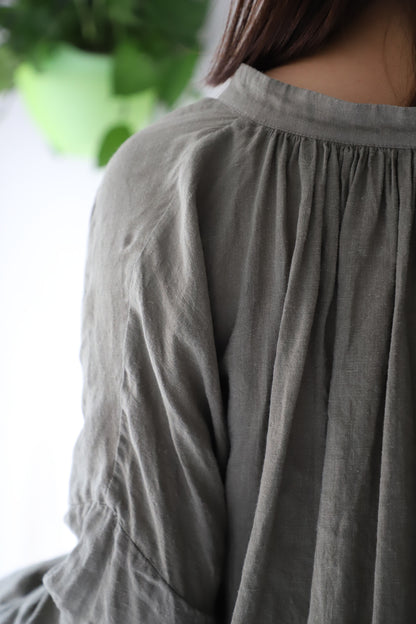 edoa Oversized Linen No-bra Shirtdress