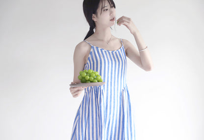 edoa linen striped dress