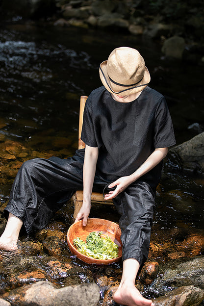 edoa Cracked Mud Silk Tapered Pants