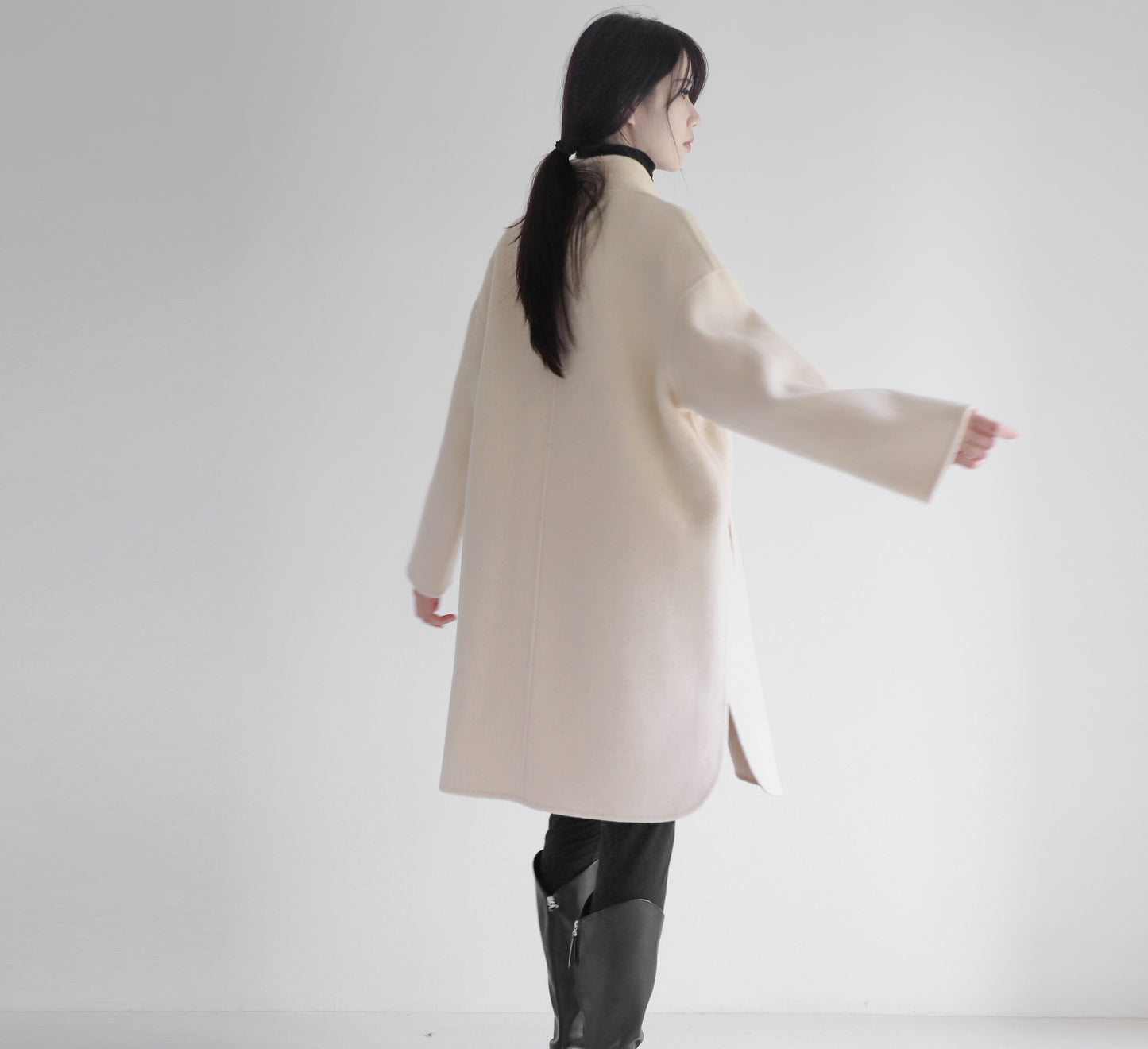 edoa white double faced wool coat