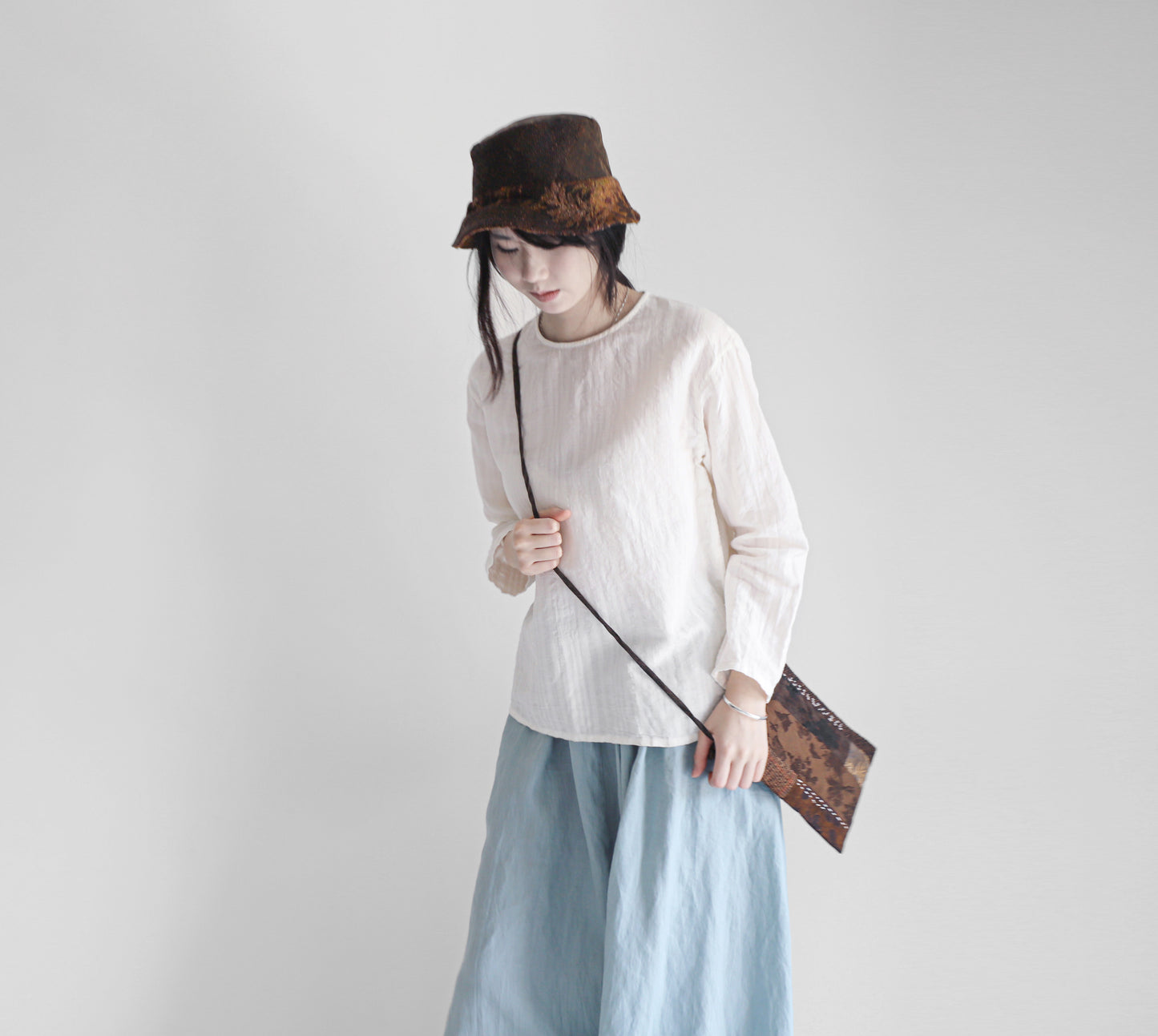 edoa minimalist striped linen blouse