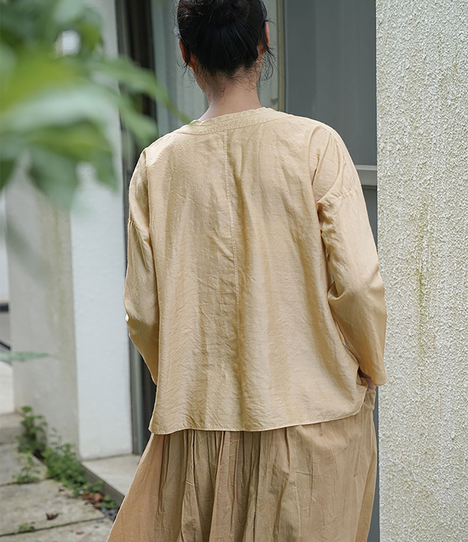 edoa Dupioni Tussah Silk Chinese Blouse