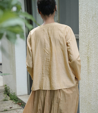 edoa Dupioni Tussah Silk Chinese Blouse