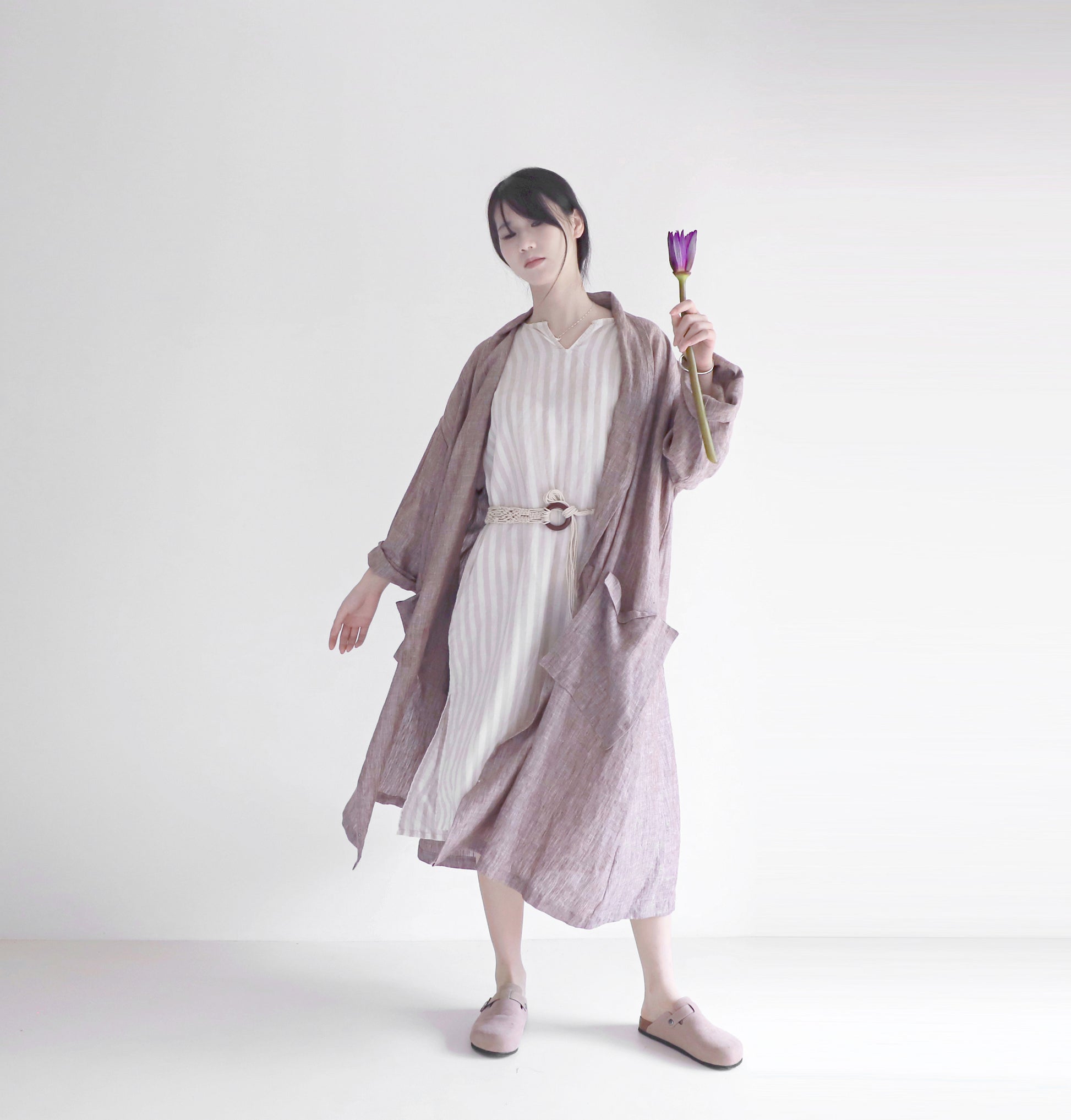 edoa oversized shawl collar linen coat