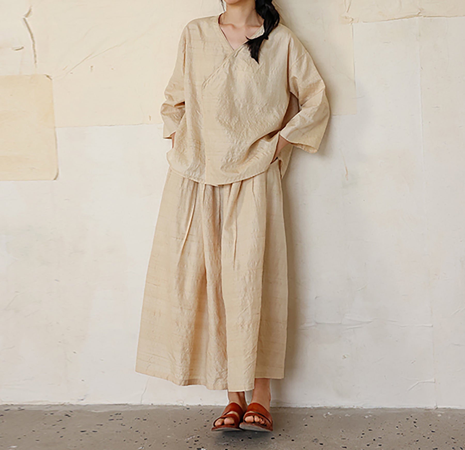 edoa Tussah Dupioni Silk Hanfu Blouse
