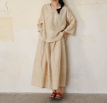 edoa Tussah Dupioni Silk Hanfu Blouse