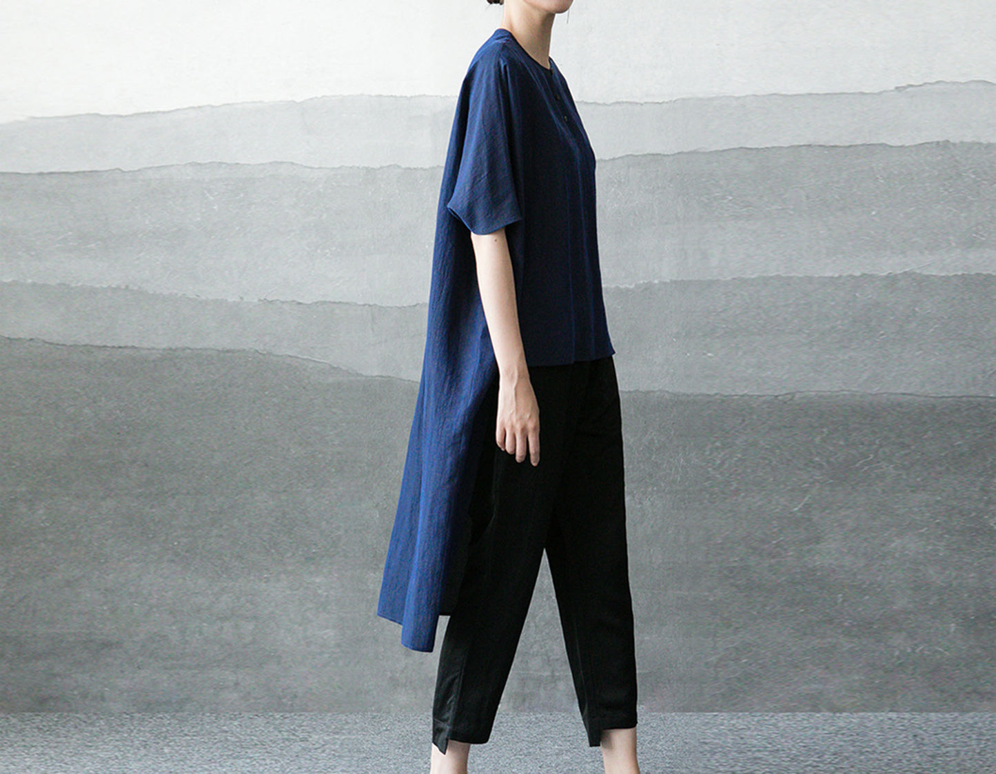 edoa Cracked Mud Silk Tunic Top