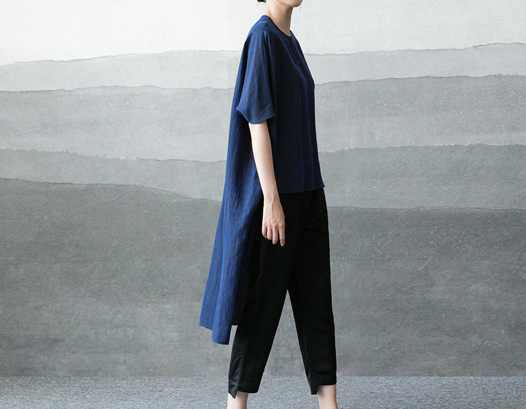 edoa Cracked Mud Silk Tunic Top