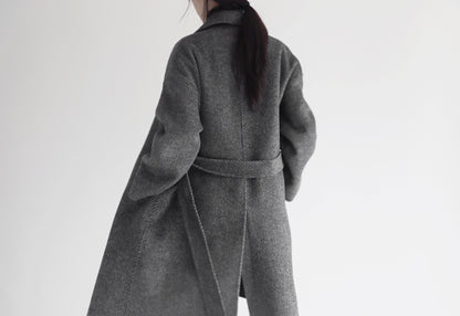 edoa double faced wool alpaca herringbone coat