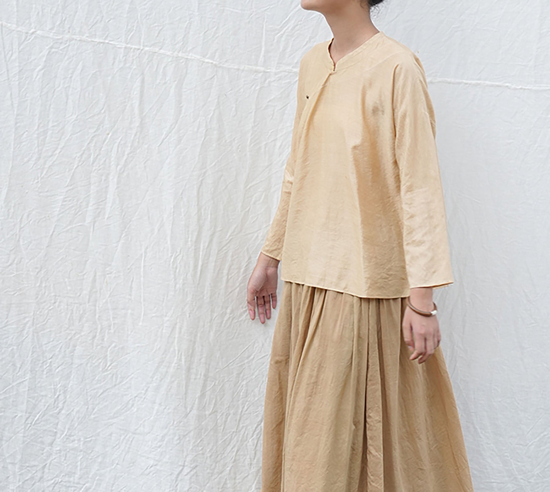 edoa Dupioni Tussah Silk Chinese Blouse