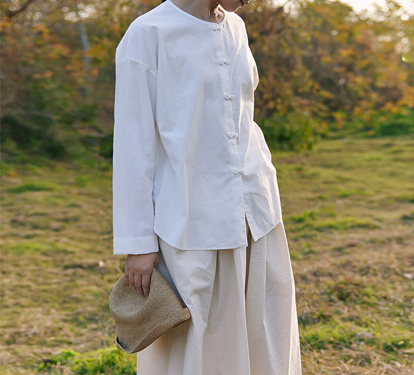 edoa Longsleeve Paper Cotton Round Neck Shirt