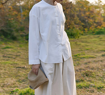 edoa Longsleeve Paper Cotton Round Neck Shirt