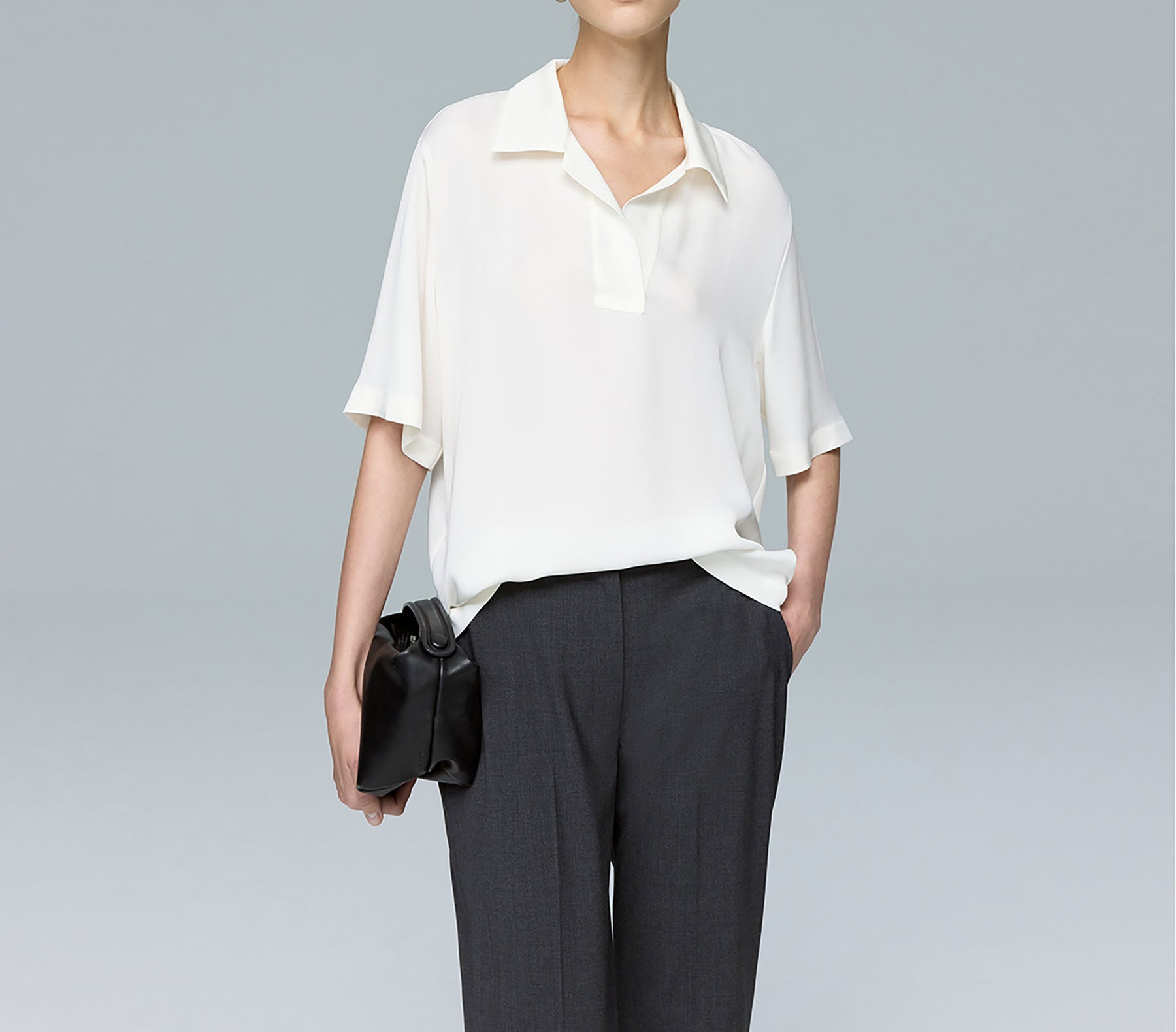 edoa Oversized Silk Georgette Polo