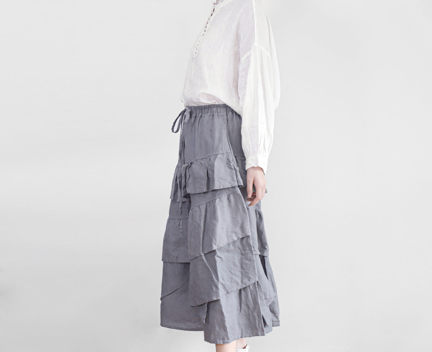 edoa maxi linen tiered skirt