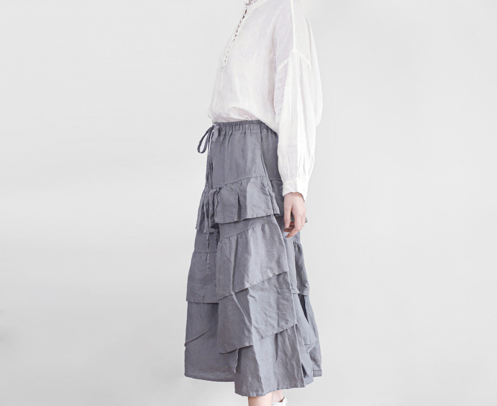 edoa maxi linen tiered skirt