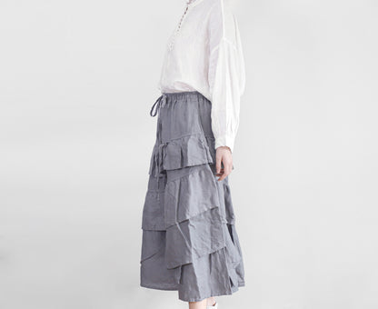 edoa maxi linen tiered skirt