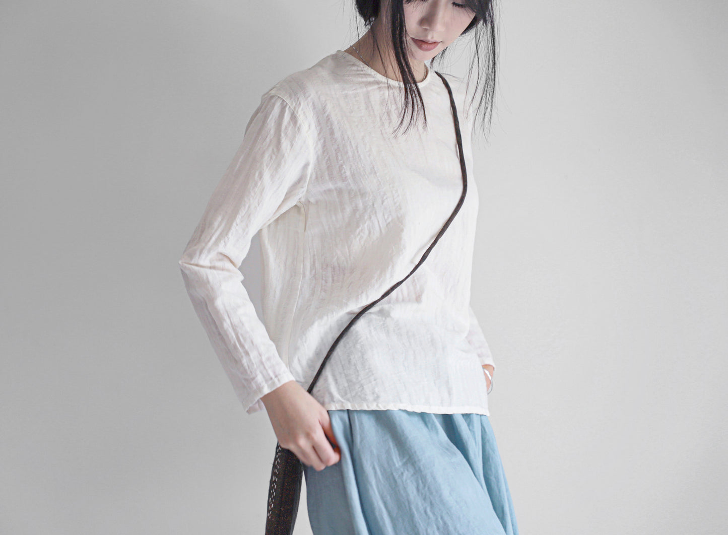 edoa minimalist striped linen blouse