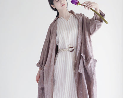 edoa oversized shawl collar linen coat