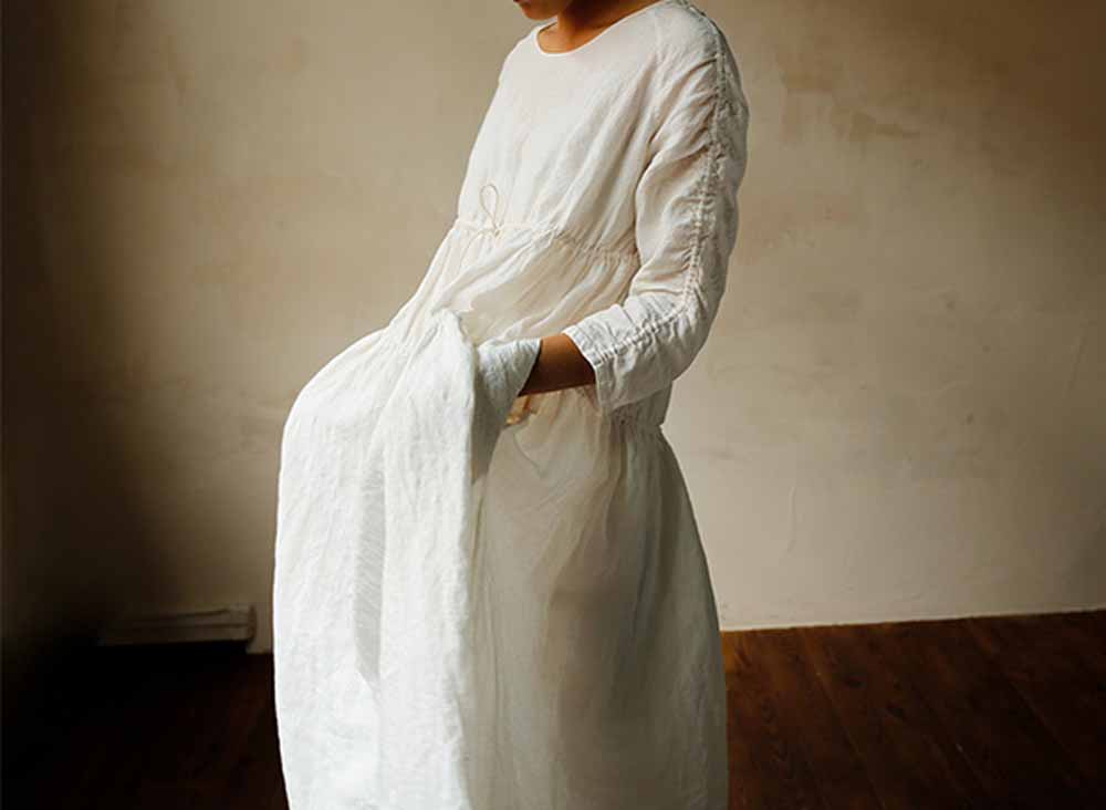 edoa Gathering High Counted Linen Dress