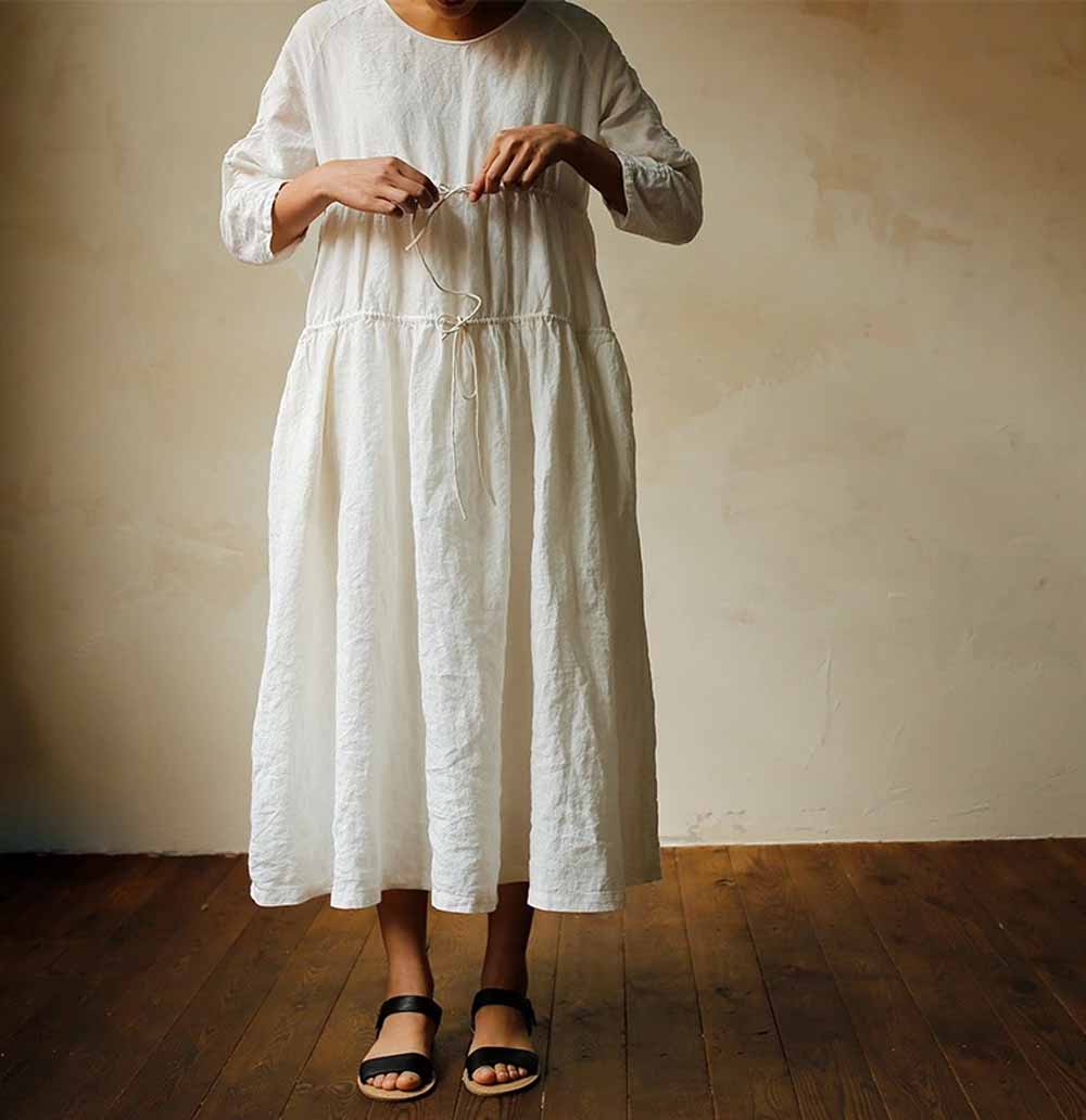 edoa Gathering High Counted Linen Dress