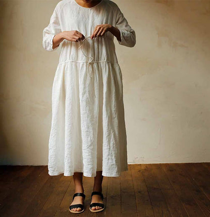 edoa Gathering High Counted Linen Dress