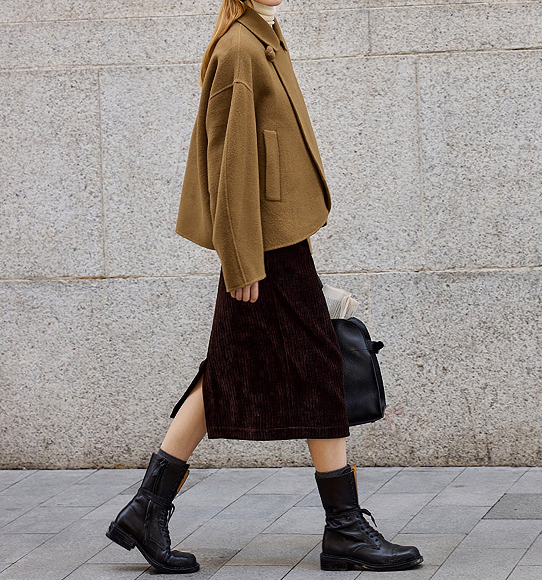 edoa New Chinese Style Double-faced Wool Peacoat