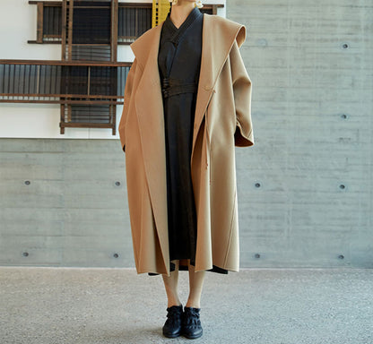 edoa Double Faced Wool Hooded Coat