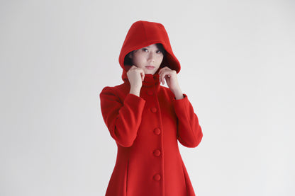 edoa red hooded merino wool coat
