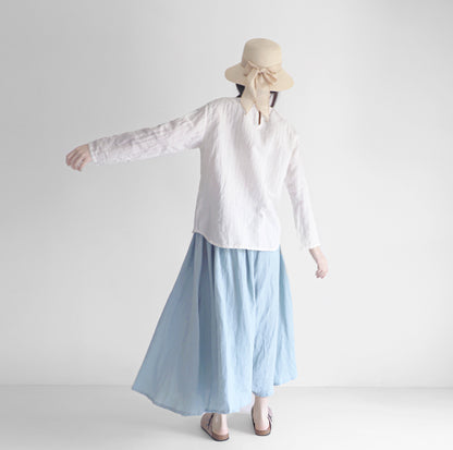 edoa minimalist striped linen blouse