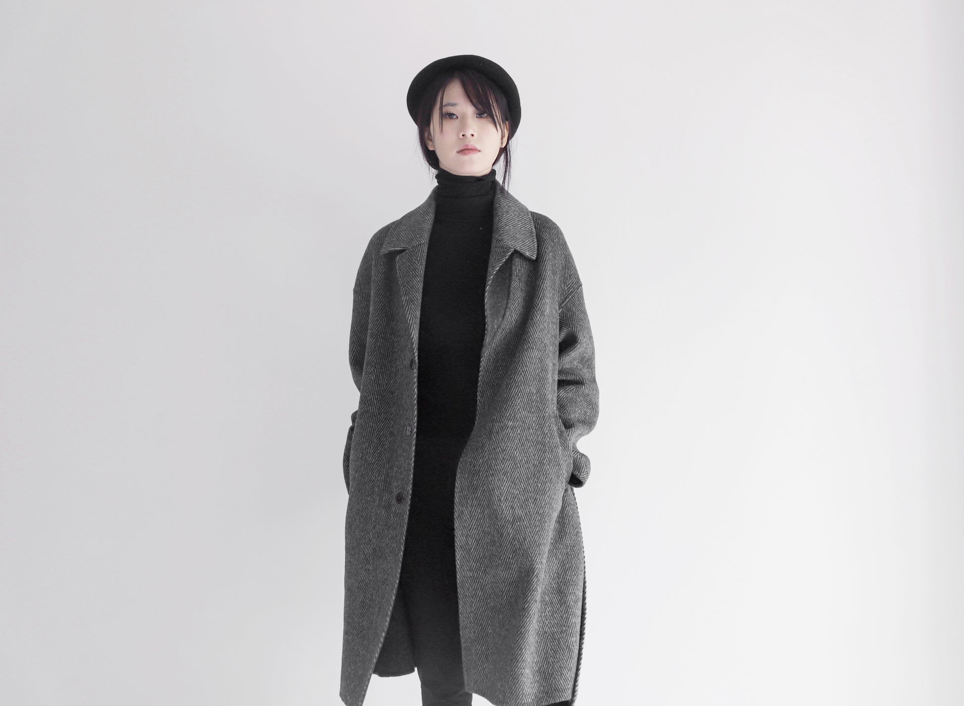 edoa double faced wool alpaca herringbone coat