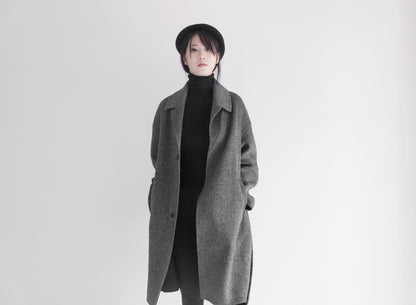 edoa double faced wool alpaca herringbone coat