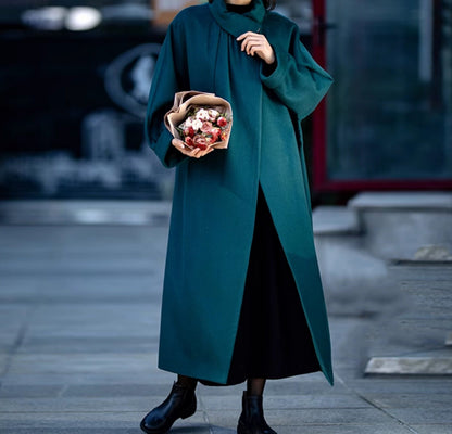 edoa Vintage Style Long Wool Coat 