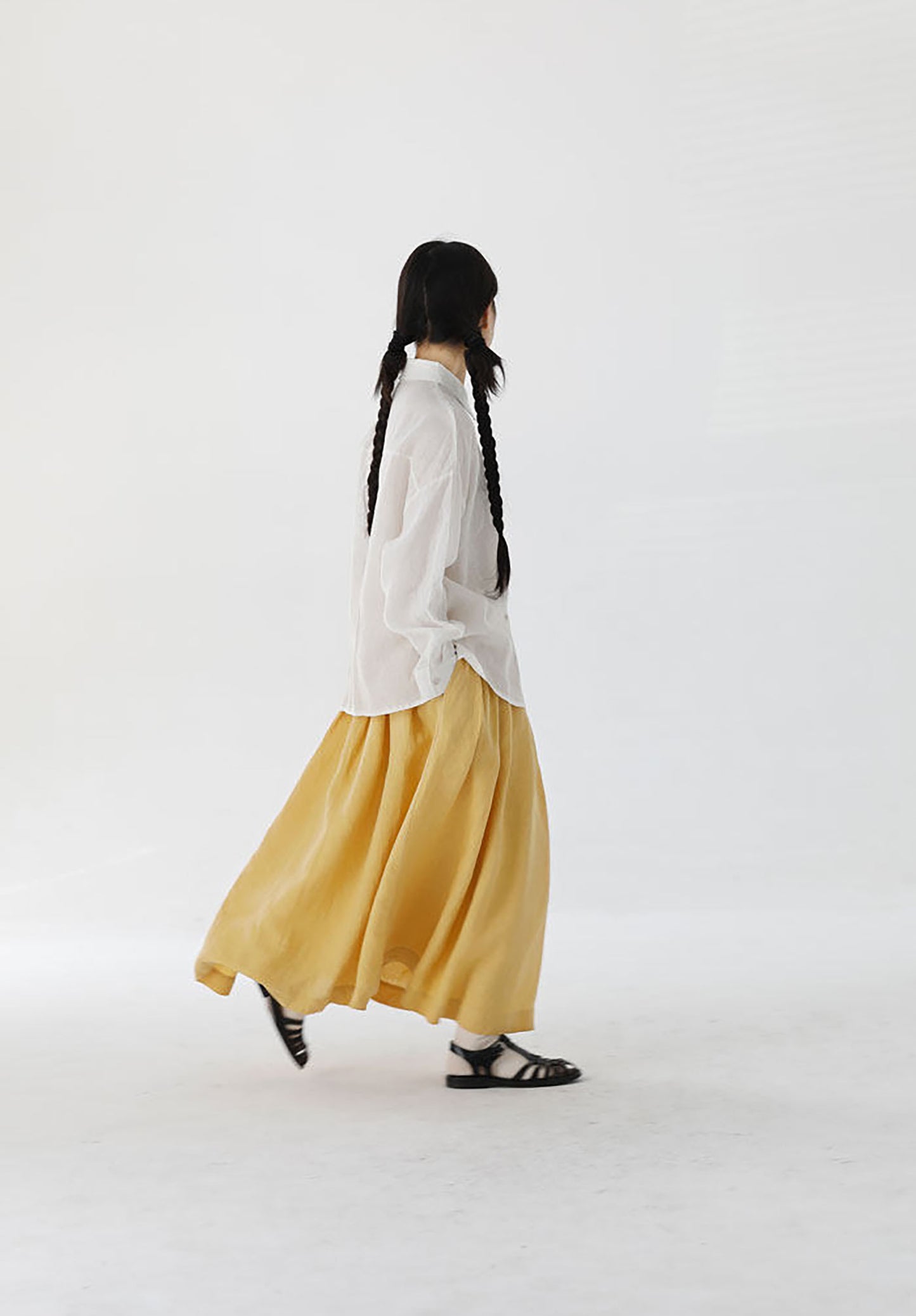 edoa Classic White Linen Collar Shirt