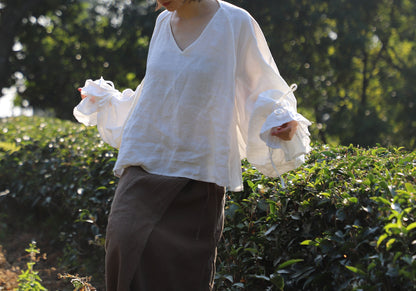 edoa White 18th Century Linen Pirate Shirt