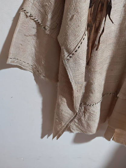 Oversized Natural Tussah Silk Slub Tunic to0329 X327