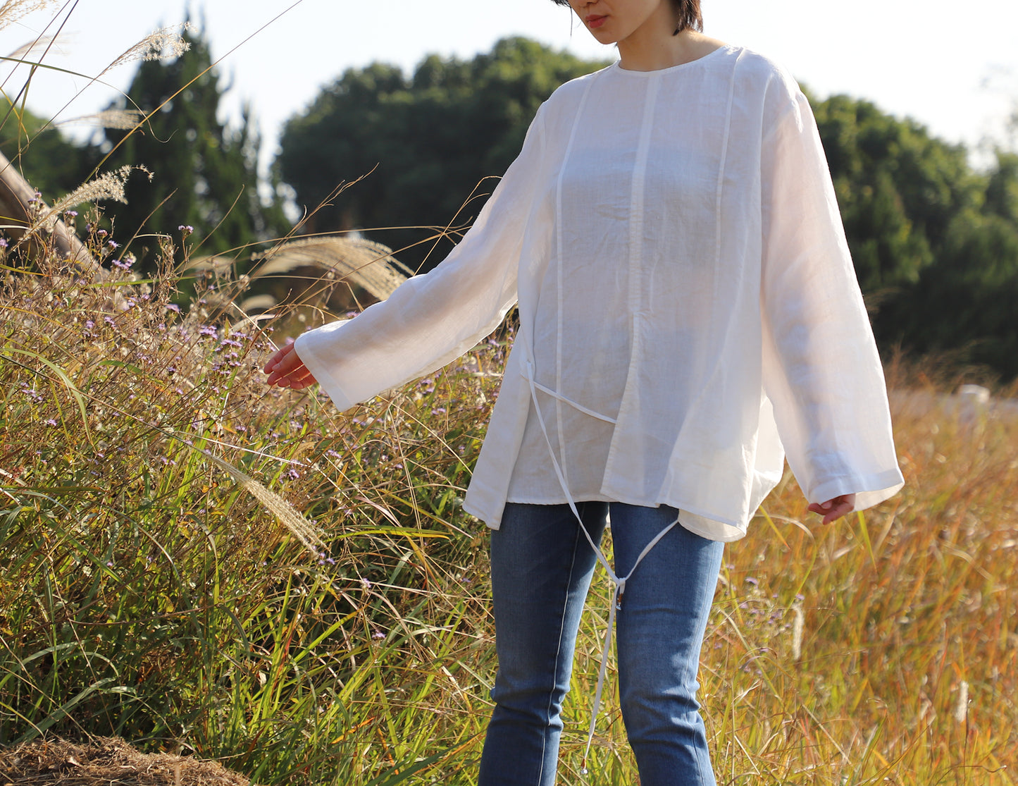 edoa Oversized Two Way Collar Linen Shirt