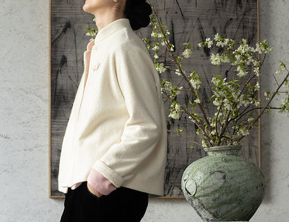edoa Boiled Wool Short Chinese Coat