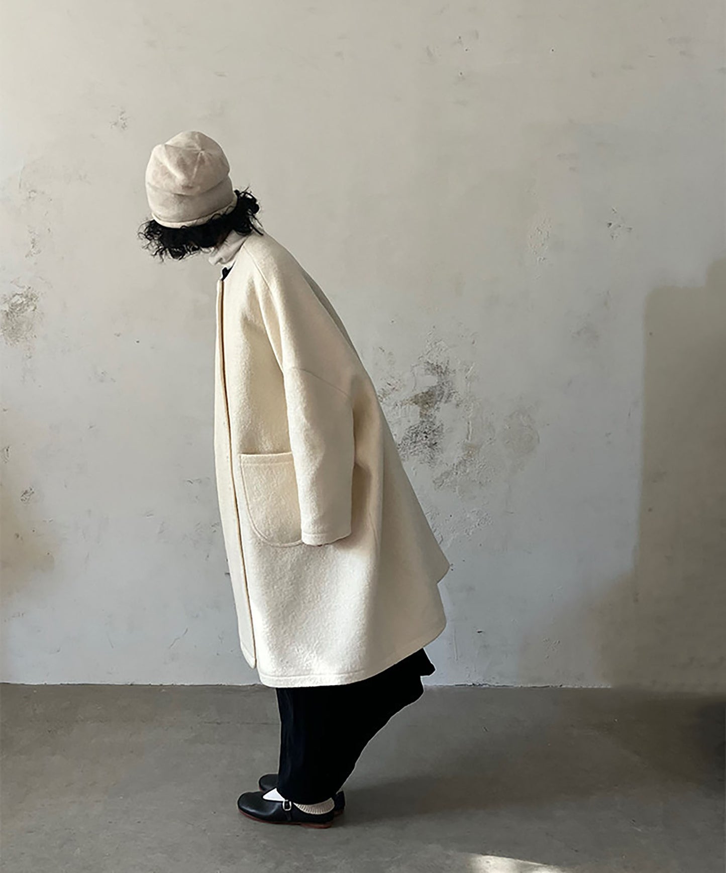 edoa Winter Boiled Wool Oversized Coat