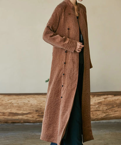 edoa Cracked Mud Silk Charmeuse Cheongsam Coat