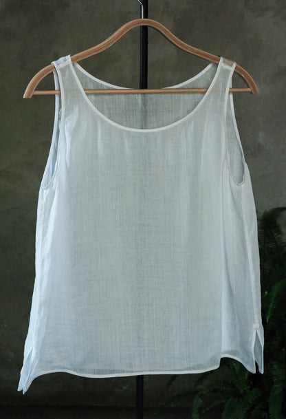 edoa White Long-termism High Count Ramie Tank Top