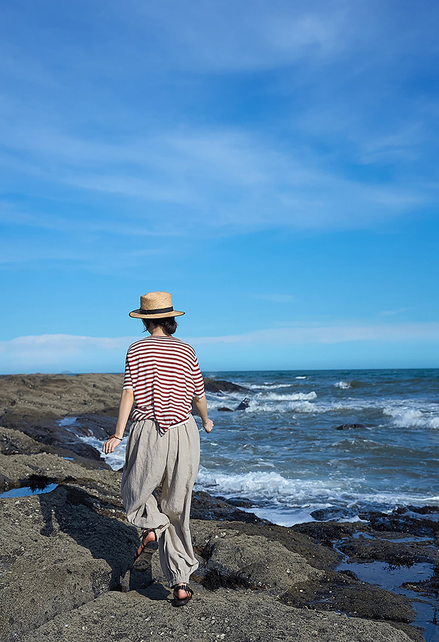 edoa Eco-friendly Flax Linen Lattern Pants 