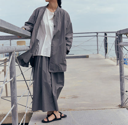 edoa Gray Loose Fitting High Densit Sun-dried Cotton Oriental Tang Jacket