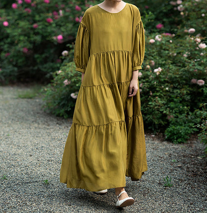 edoa Cake Silk Tiered Dress