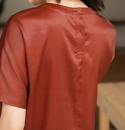 edoa Mud Silk Satin Short Sleeve Tee
