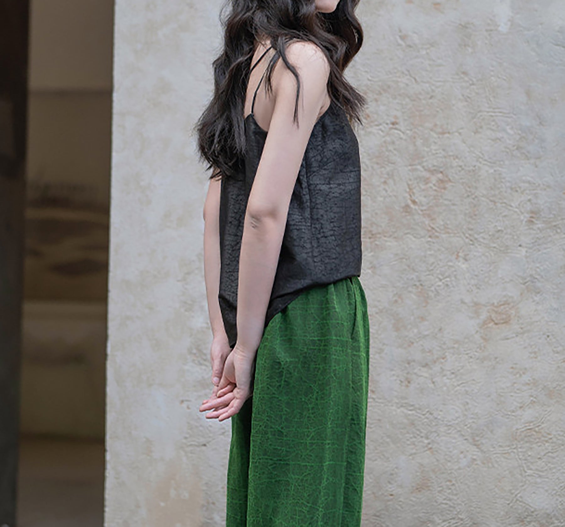 edoa Crackle Mud Silk Cami Top with Double Strap