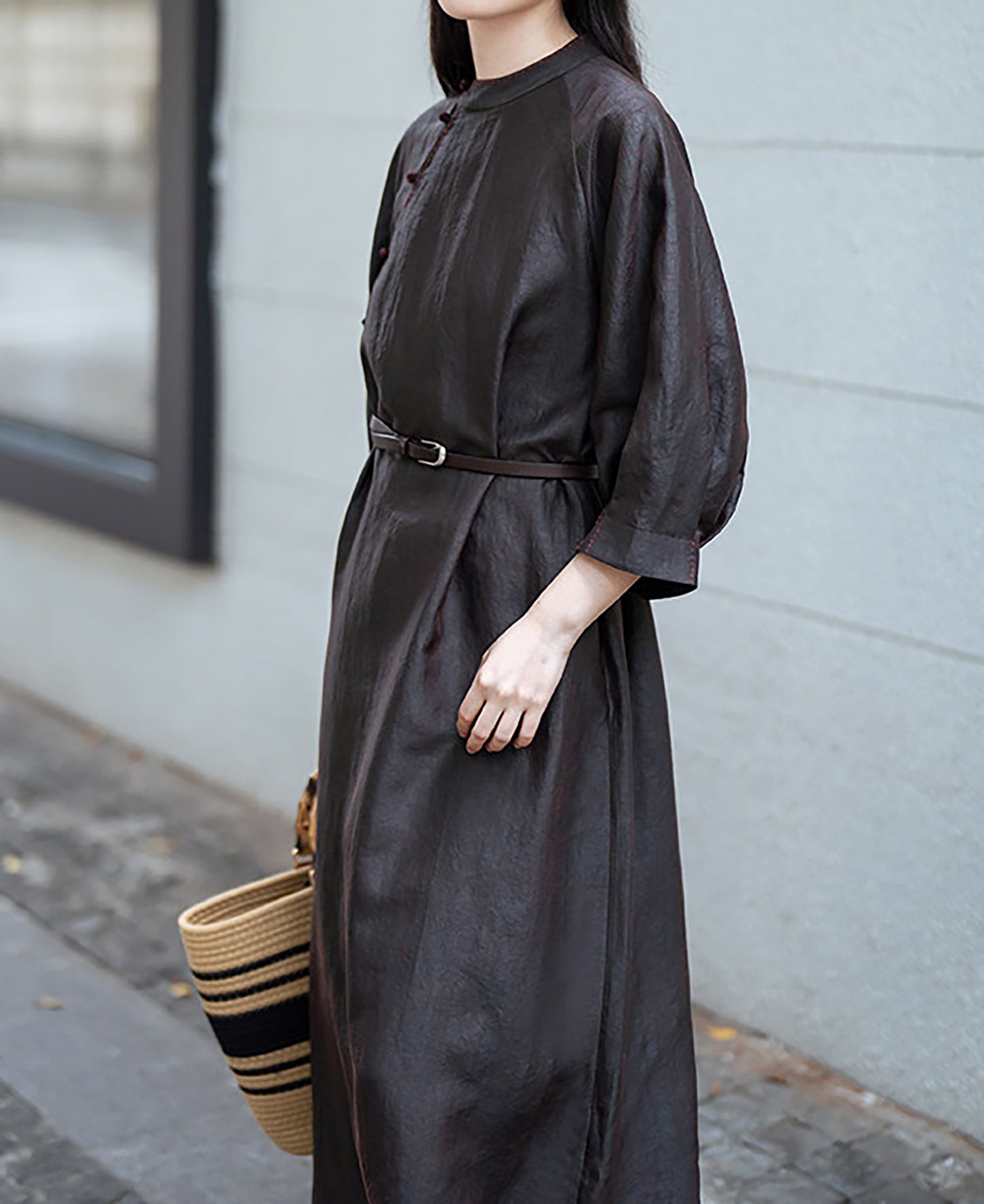 edoa Cracked Mud Silk Full Dress