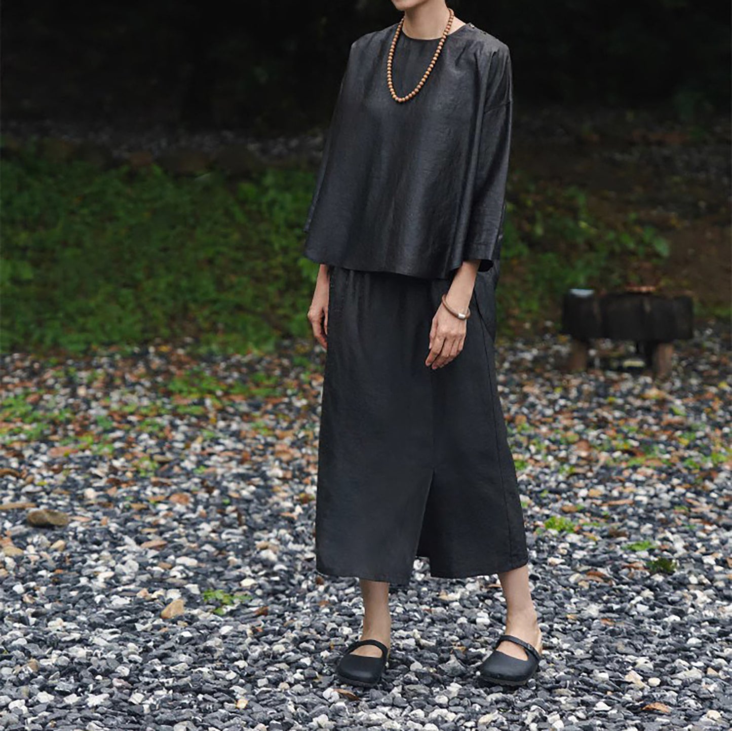 edoa Intangible Cultural Heritage Cracked Mud Silk A-line Skirt
